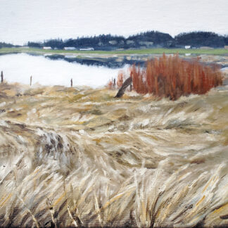 painting of a field flooded in fall