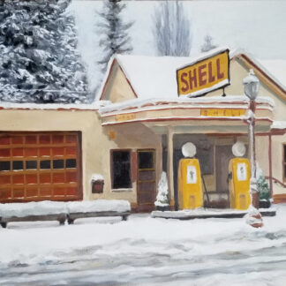 Snowy Shell Station Art Print
