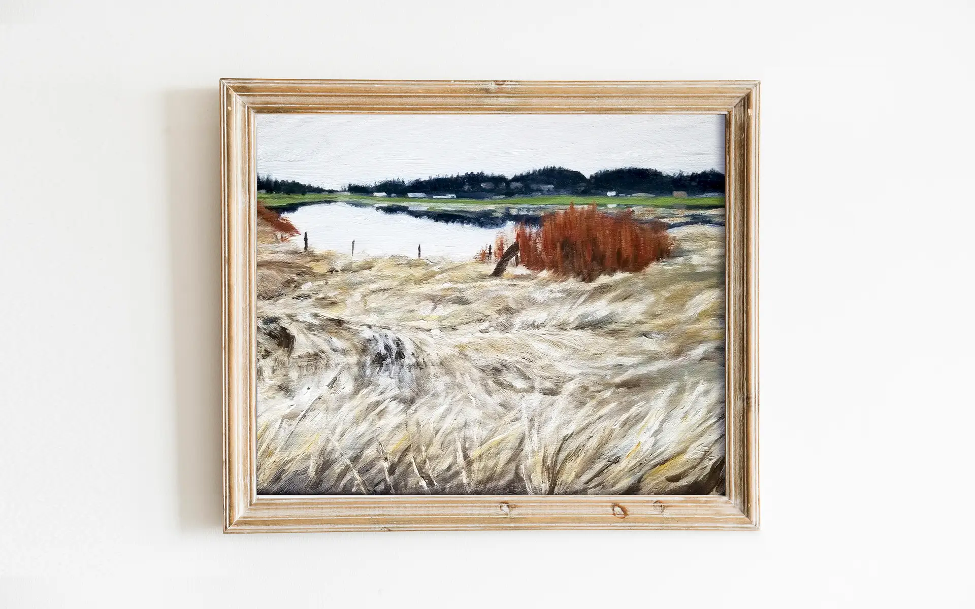 art print of oil painting depicting a flooded agricultural field